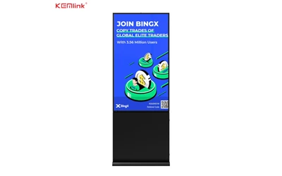 Exibição de sinalização digital vertical ao ar livre de 65 polegadas-moldura esbelta, quiosque de LCD com piso, piso, all-in-one